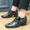 Large Size Pointed High Heels Men's Shoes British Style Hair Stylist Glossy Leather Shoes European and American Style Casual Business Dress Shoes