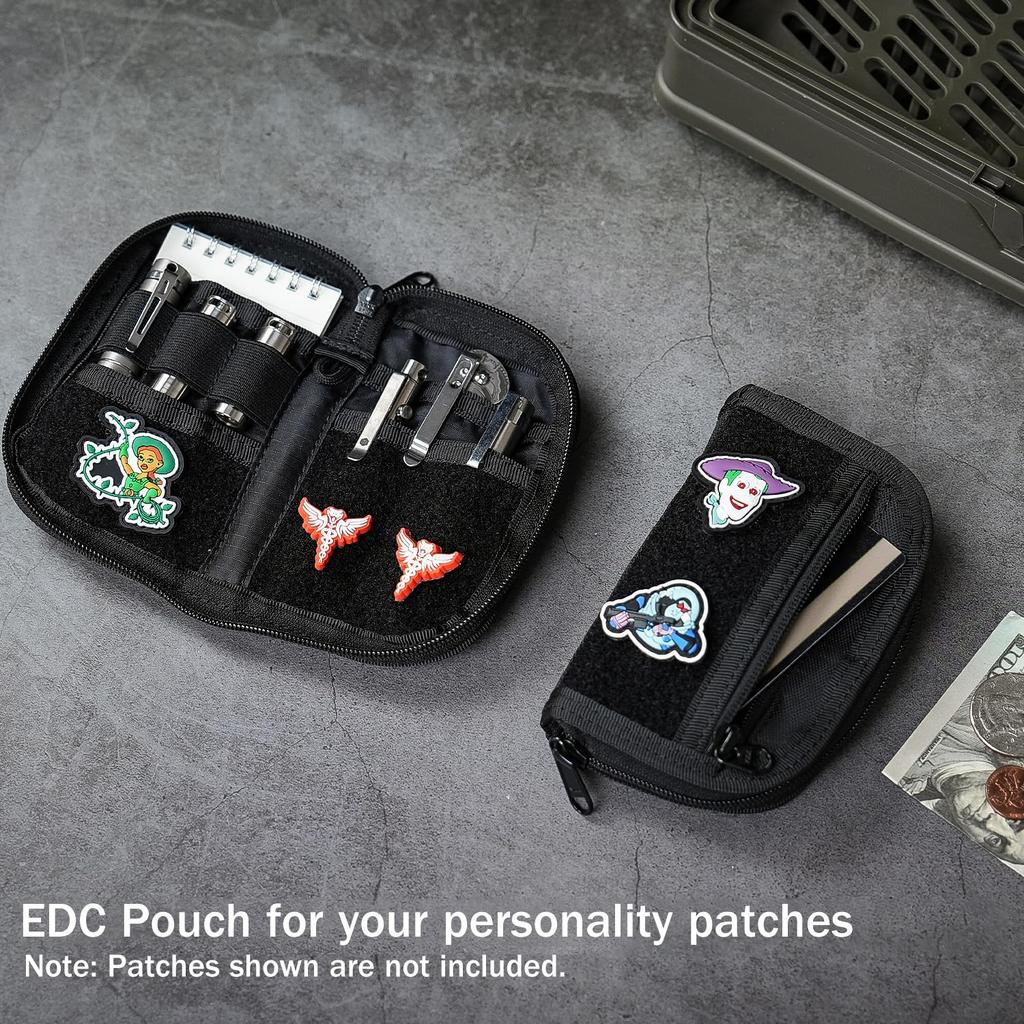 VIPERADE VE21 EDC EDC Pocket Organizer Small EDC Organizer Pouch Velcro EDC Pocket Pouch Pouch, (for Men), (6 Pockets), (Black)