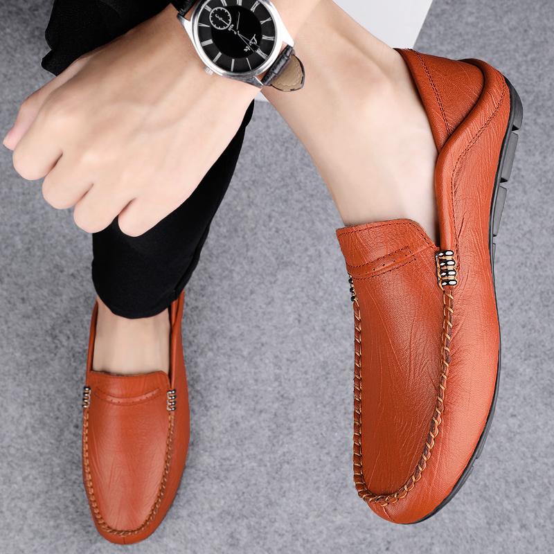 FashionBrand Men Genuine Leather Shoes Luxury Casual Shoes Business Flats Top Quality Mens Loafers Breathable Slip On Driving Man Shoes
