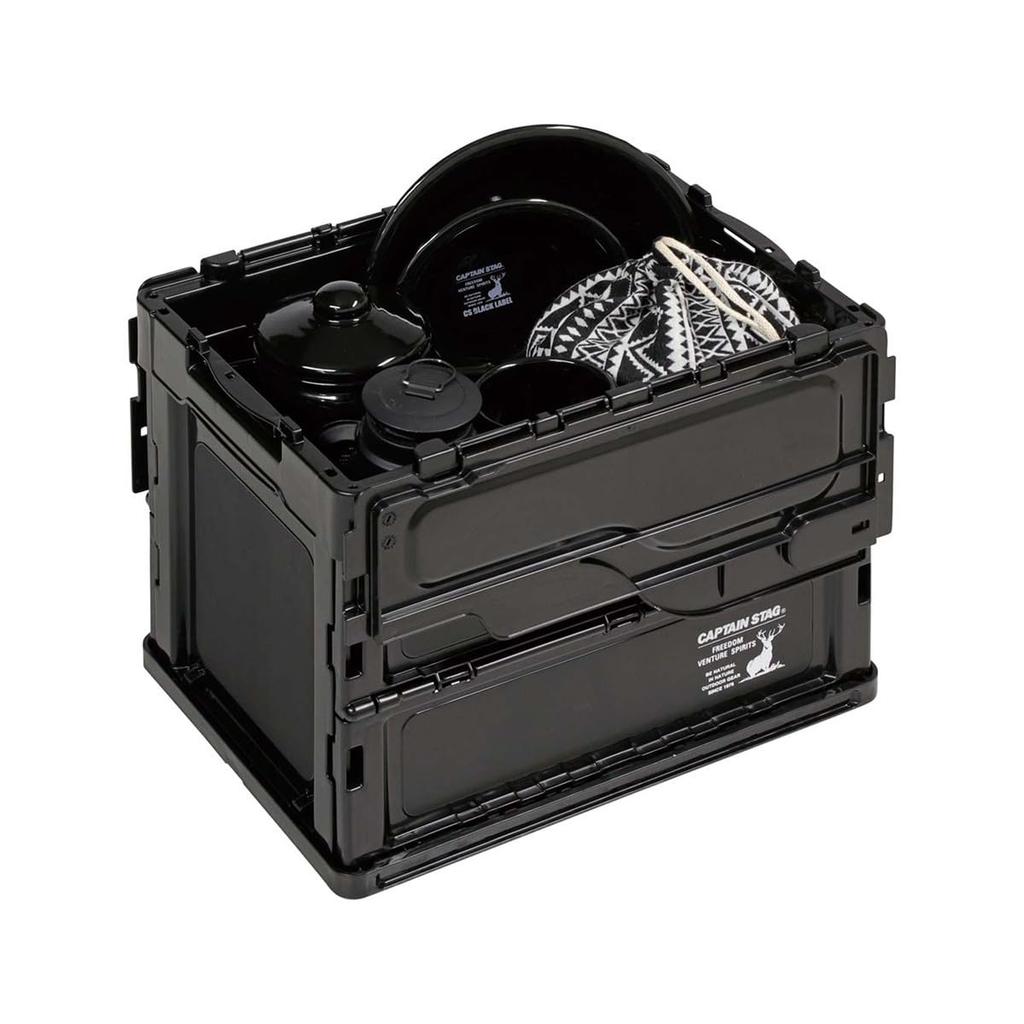 Captain Stag Oricon Folding Container FD Container with Lock Lid Capacity Width 530 X Depth 365 X Height 335mm Thickness When Stored 75mm Made In