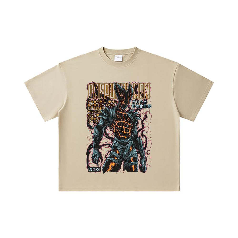 260 GSM Double Yarn 32 Count 100% Cotton One Punch Man V8 Garou Print Unisex Heavy Cotton T Shirt… More