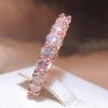 925 Stamp Fashion White Zirconia Row Diamond Ring Women Slim Rose Gold Ring Party Wedding Birthday Gift