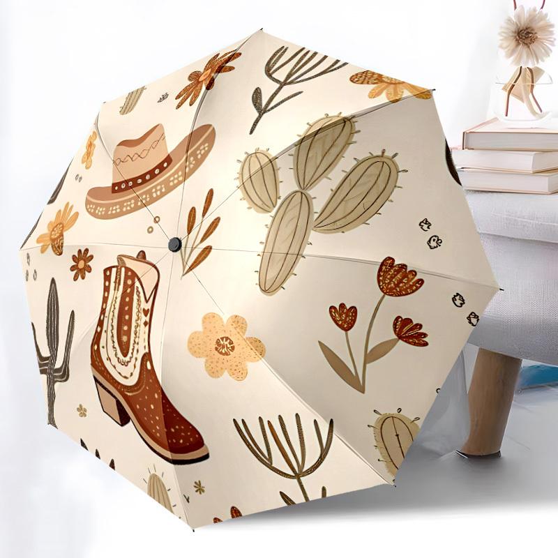 1pc Cowboy Boots Automatic Opening/Closing Folding Umbrella with 8 Ribs,Portable Sunshade Umbrella Birthday and Holiday gifts yy251231136