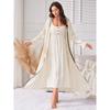 Women's Minimally Casual Mid Length Camisole Nightgown Night-robe Pajamas Sling Nightdress Lace Trim Long Sleeves Robe Home Casual Sleepwear
