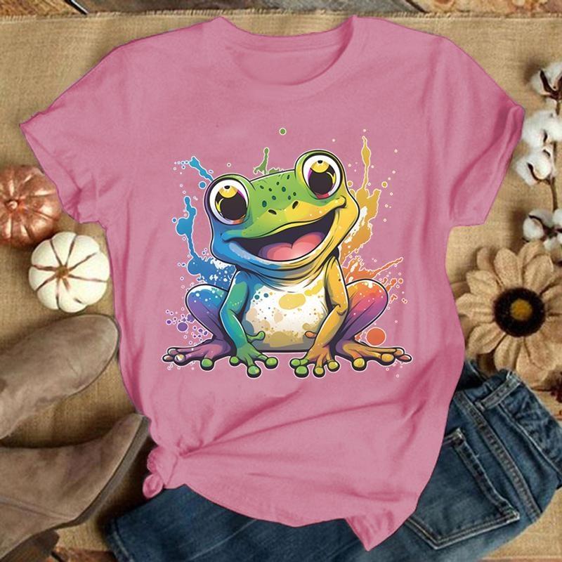 Футболка с принтом лягушки для женщин и мужчин, футболка с круглым вырезом, женская одежда, эстетическая одежда, рубашка