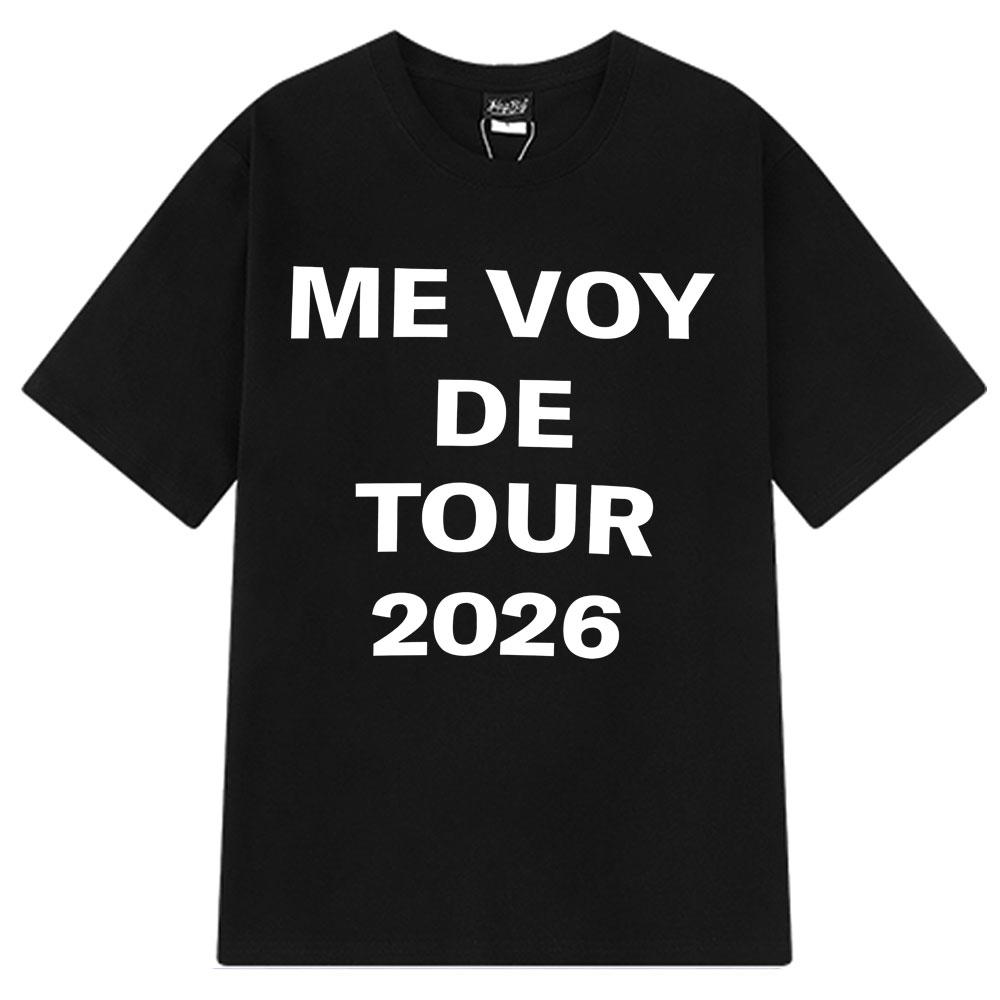Певица Розалия Me Voy The Tour 2026 Печатная футболка Мужская Женская Модная футболка Короткий рукав 100% Хлопок Оверсайз Хип-хоп Футболки