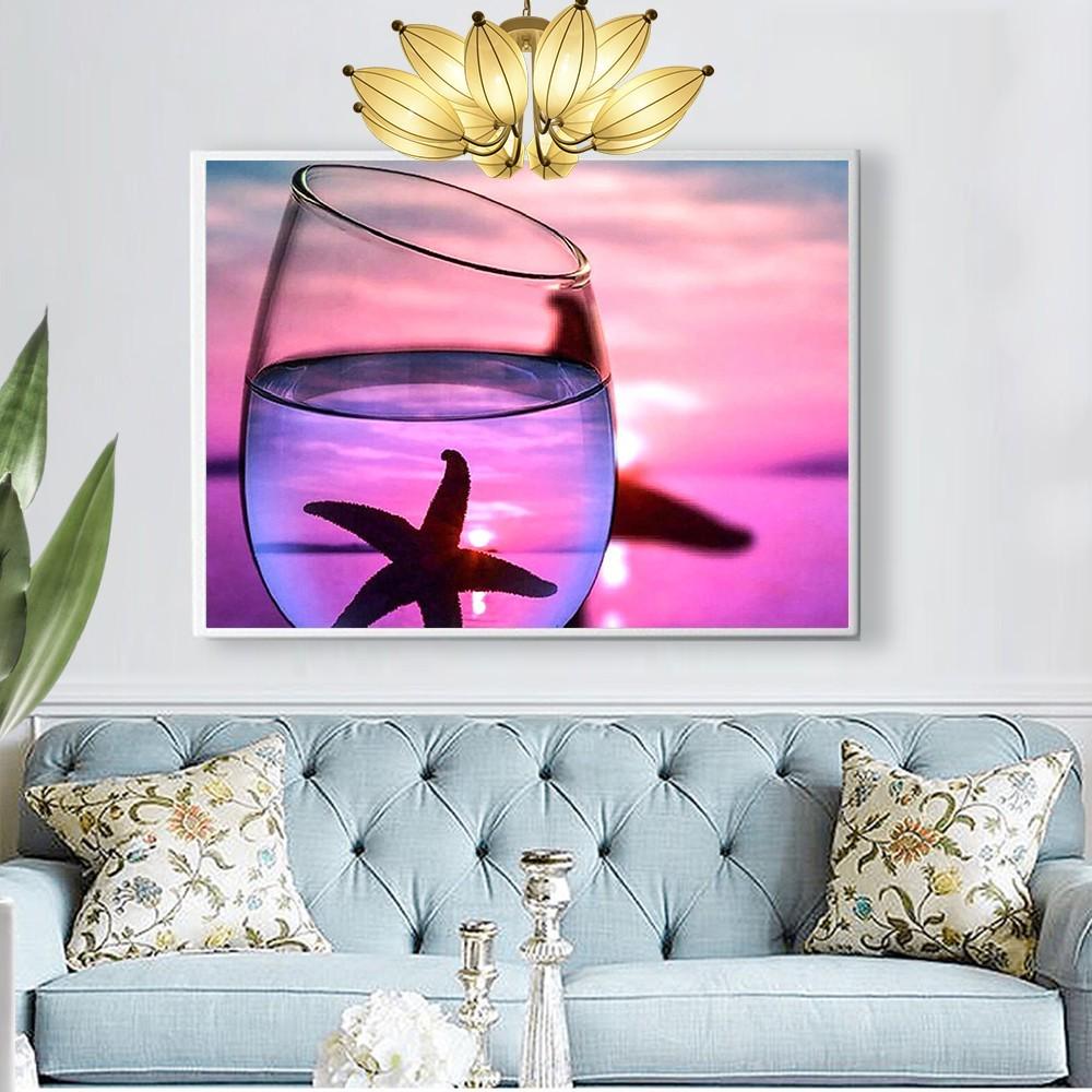 5D Diamond Painting Full Display Scenic Cup Sea Diamond Embroidery Full Round Cross Stitch