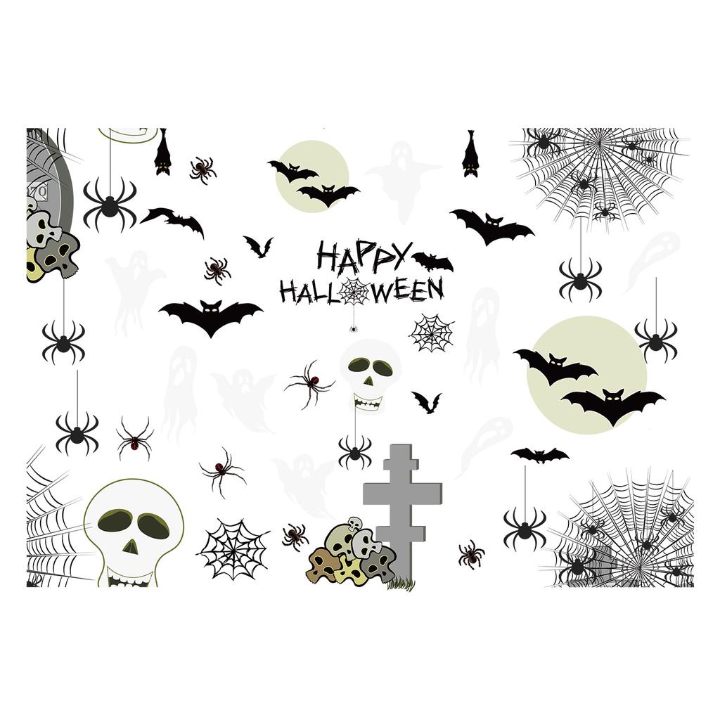 New Halloween Static Stickers Haunted House Ghost Bat Spider Window Stickers Horror Glue-Free Glass Stickers