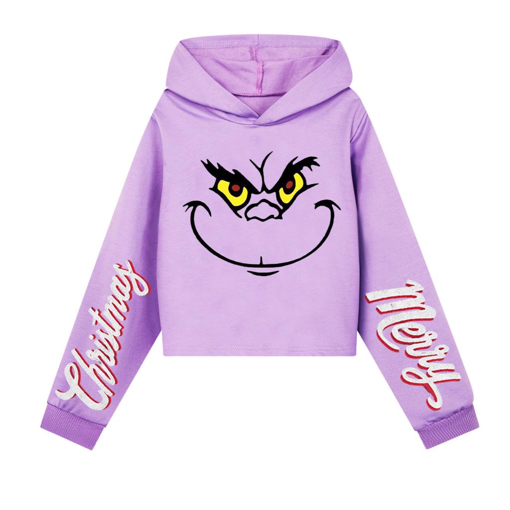 Kids' Casual Fashion Christmas Printed Long Sleeve Hooded Sweatshirt (No Drawstring)