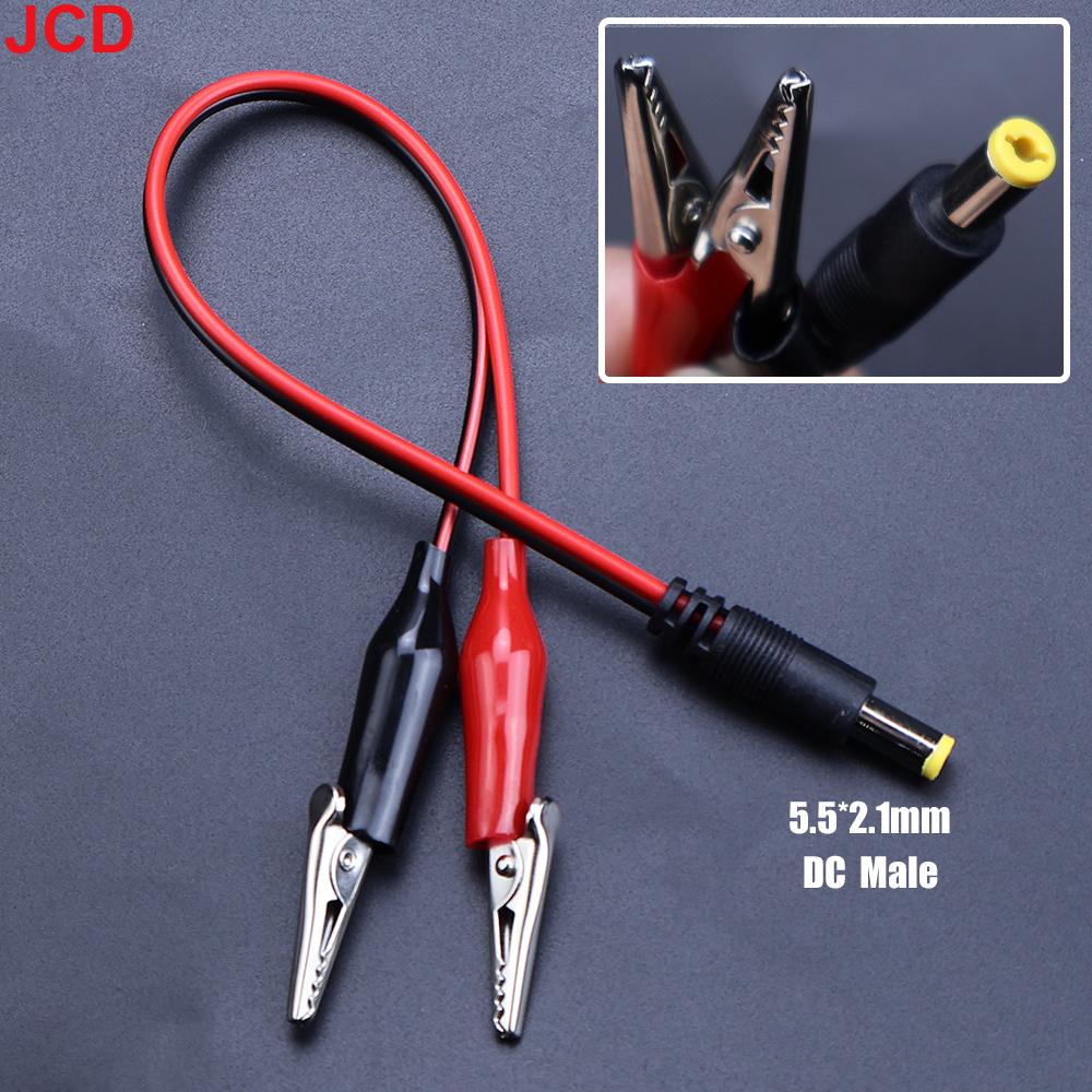 JCD 1pcs 2 Alligator Clip To 1 Male or Female DC Power Plug Connector Adapter 25CM Wire DC 5.5*2.1mm Clips Crocodile Test Leads