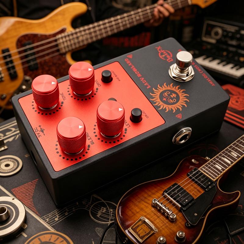 Fanmuzk Analog Bass Effect Pedal AUTO WAH/Chorus/BASS ANALOG PREAMP/Compress/DISTORTION/DRIVE Electric Bass Analog Effect Pedal