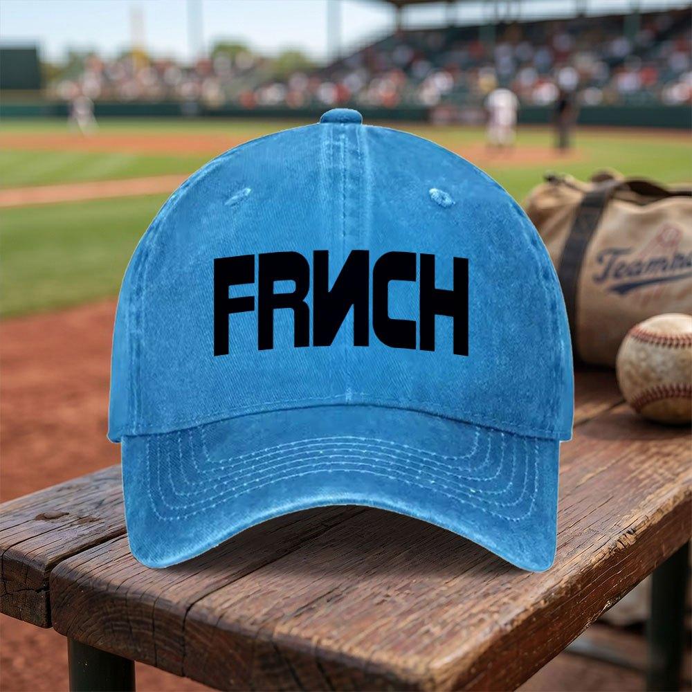 Exquisite FRNCH Washed Baseball Cap Adjustable Buckle Lightweight Breathable Unisex All Seasons Daily Travel Gift