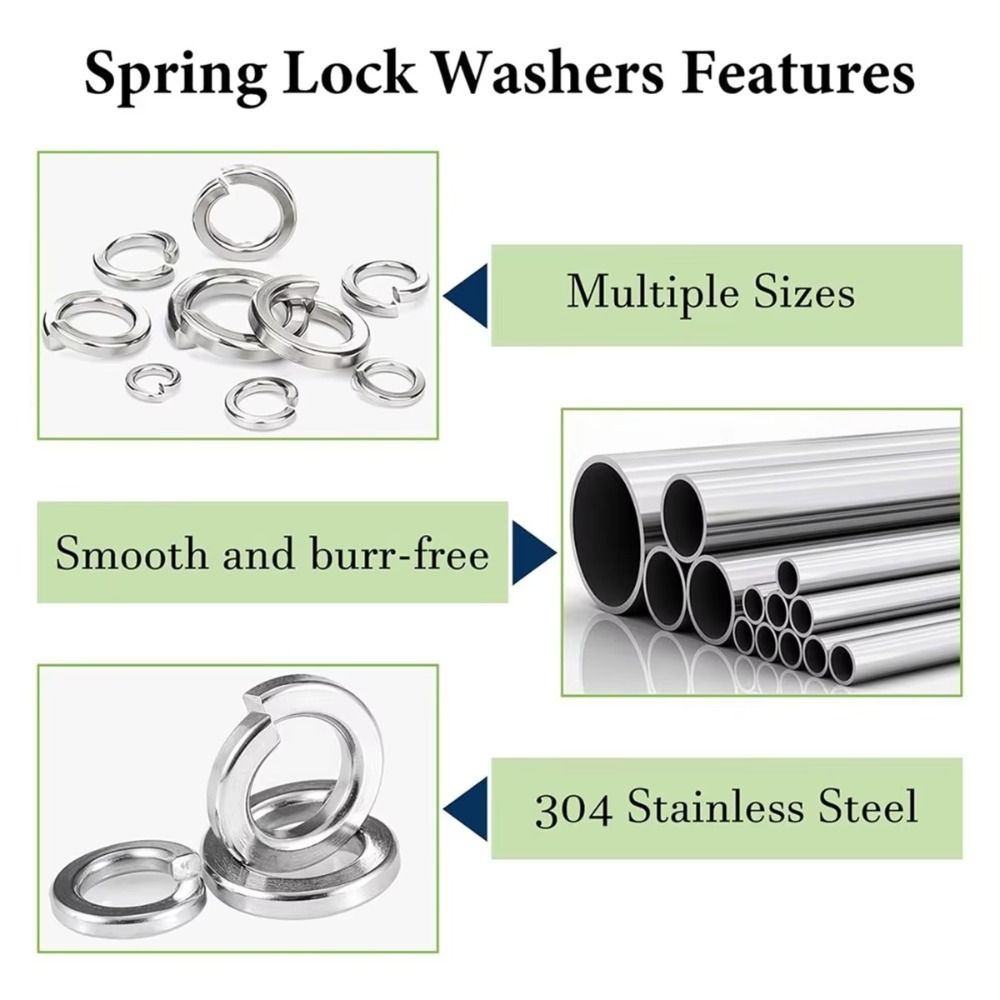 1000PCS 304 Stainless Steel Metric Split Lock Washer Set Gasket Spacer Assortment Set Industrial