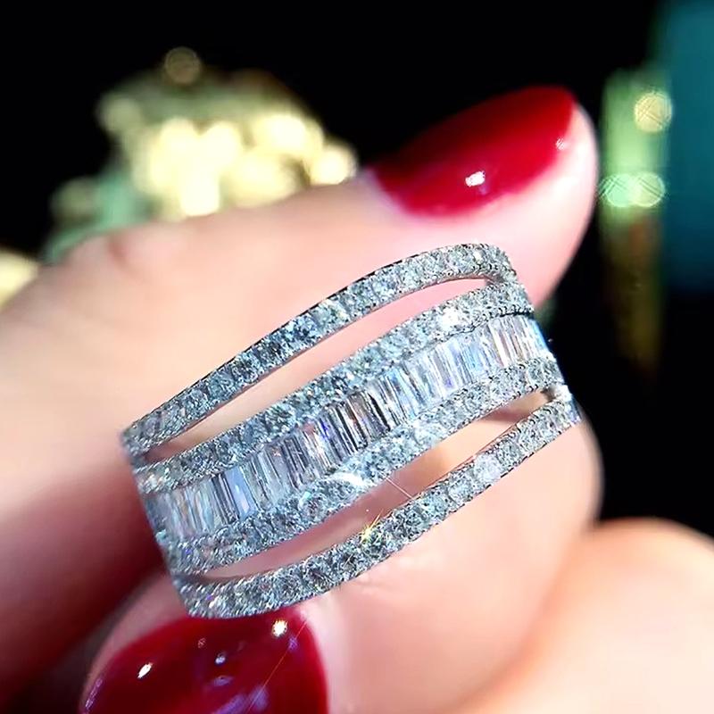Xiaomi Huitan Curve Hollow Design Women Ring for Party Wedding Charming Lady Temperament Accessories Elegant Jewelry Inlaid Shining CZ