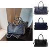 Vintage Denim Tote Bag For Women With Large Capacity And Crossbody Style For Daily Use