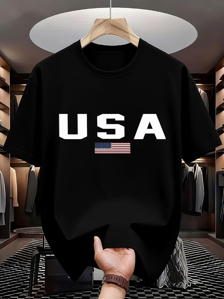 Футболка с графикой флага США, унисекс, с принтом букв Соединенных Штатов, с коротким рукавом, летние топы, повседневная, патриотичная, уличная одежда