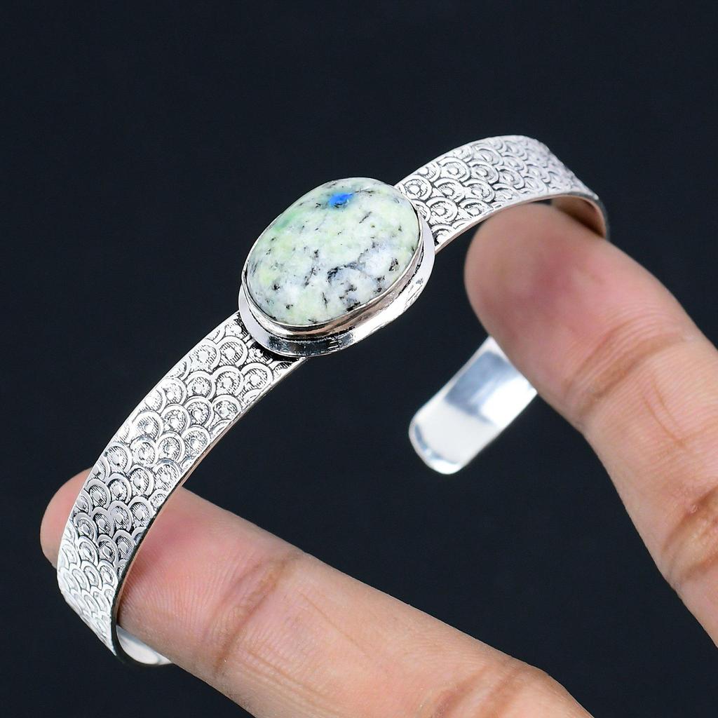 K2 Jasper Stone Artisan Daughter Trendy Unique Ethnic New Bangle Sterling Silver