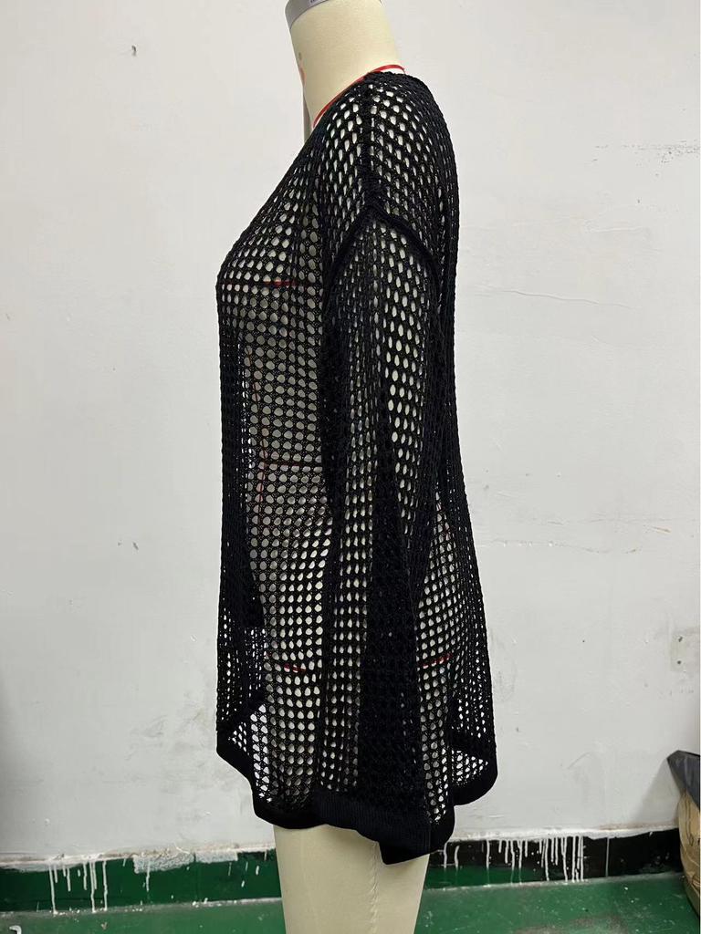 European & American Mesh Knit Bikini Cover-Up Sweater - Women's Summer Beach Sunscreen Shirt