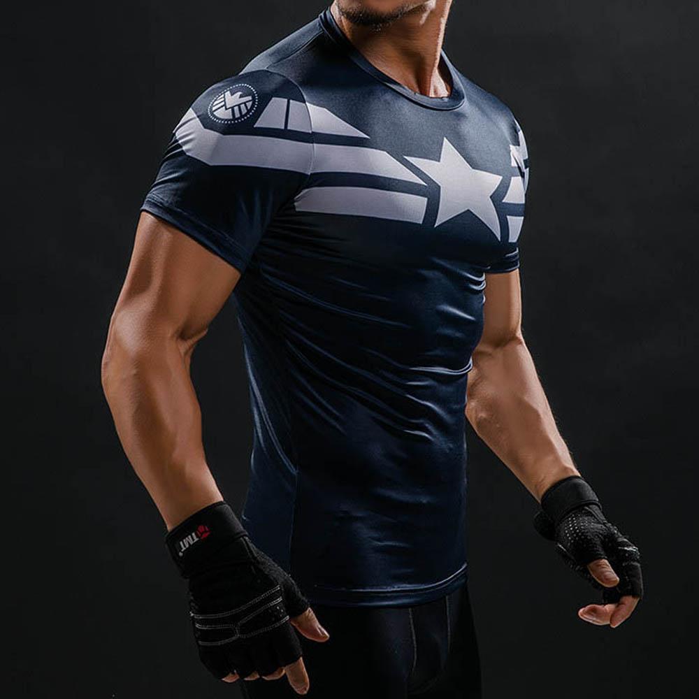 Мужские компрессионные футболки Спортивная одежда супергероев Бодибилдинг Обучение Бег Баскетбольные топы Одежда