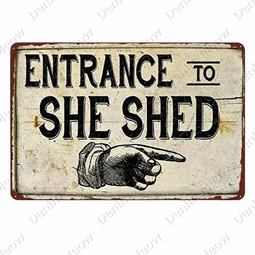 Женская пещерная табличка Добро пожаловать в мой сарай, винтажные металлические вывески, бар, паб, кафе, домашний декор, металлические пластины в пещере для мамы, забавный жестяной постер N368