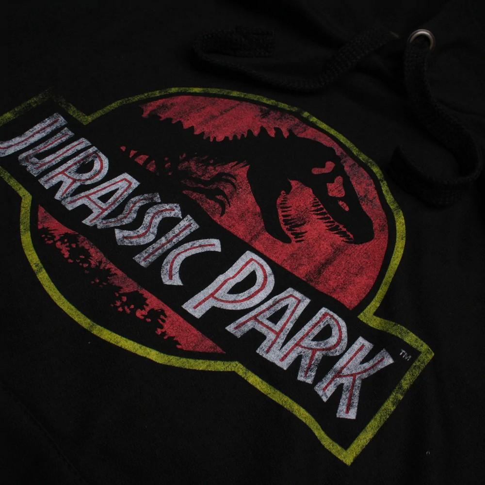 Jurassic Park Mens Distressed Logo Hoodie