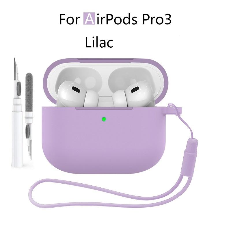 Новый 2025 Чехол для Apple Airpods Pro 3 Мягкий силиконовый Полная защитная крышка с чистящим набором и брелком для чехла Airpods Pro 3