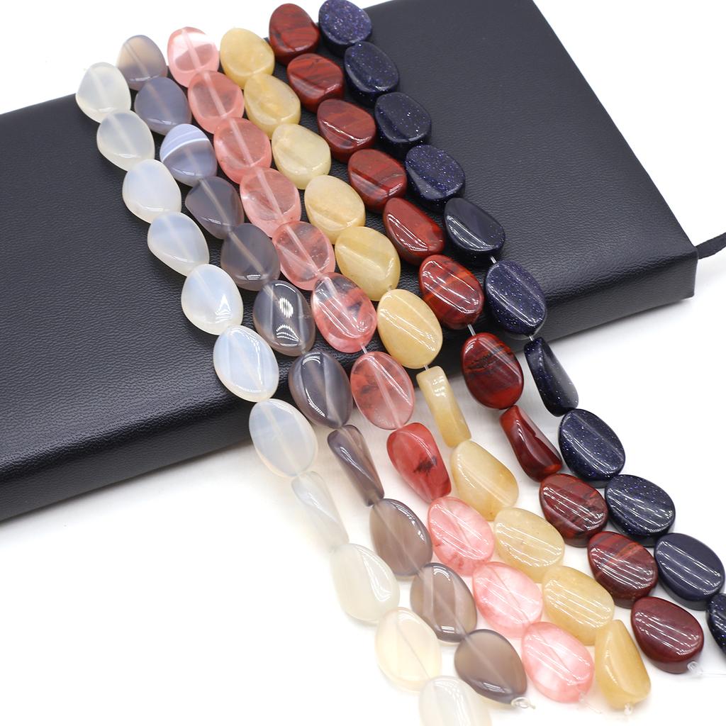 Изоляционные бусины из натурального камня, прозрачный кристалл/опал/унакит, овальные спиральные бусины для изготовления ювелирных изделий, ожерелье, браслет, серьги, аксессуары