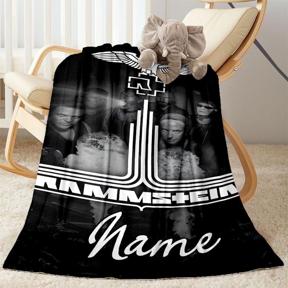 Rammstein Music Poster Customize Text Blanket Throw Customizable Blanket Soft & Cozy for Picnics Home Decor Couch Bed Ideal for All Seasons