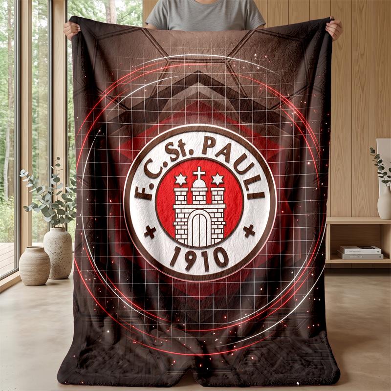 FC St. Pauli Football Print Flannel Blanket, Soft Warm Lightweight Throw Blanket for Sofa Bed Camping