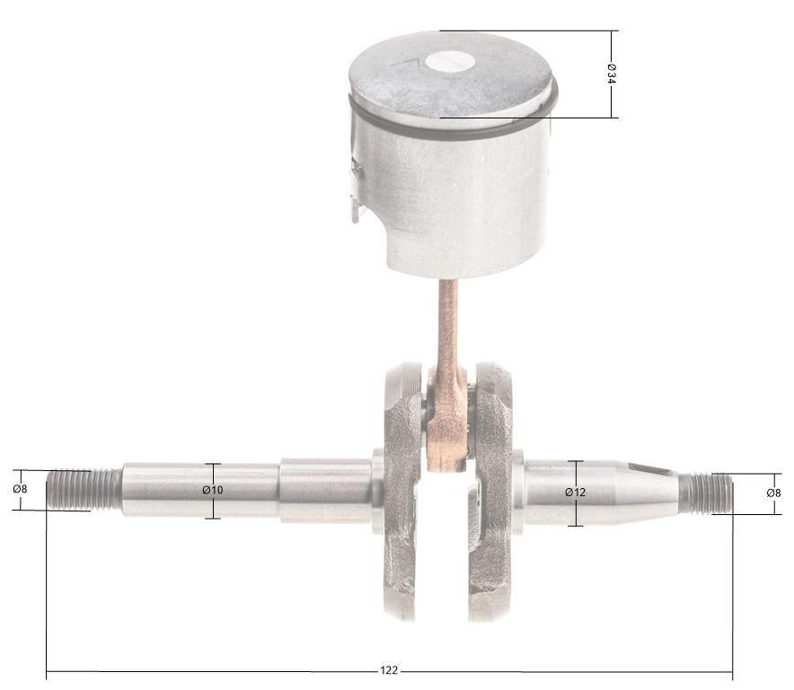 Коленчатый вал Cedrus с комплектом поршней. Бензопила Cedps25-12 020419