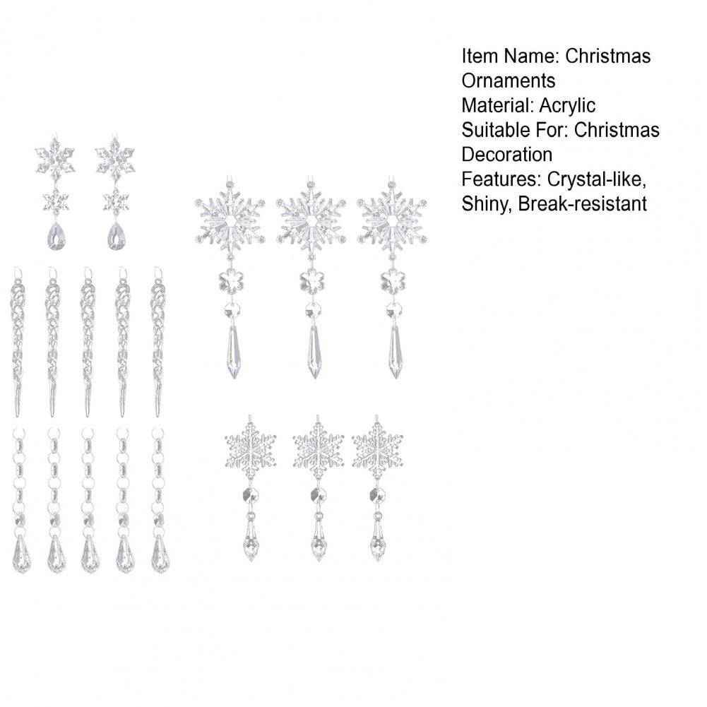 Crystal-like Tree Ornaments Elegant Acrylic Crystal-like Christmas Tree Decorations Snowflakes Icicles Ornaments for New Year