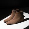 Женские коричневые внутренние короткие сапоги для увеличения высоты, модные ботильоны с квадратным носком, женские сапоги 2024 года, повседневные сапоги для отдыха на природе