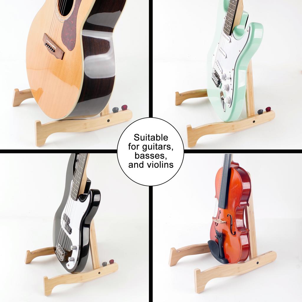 Wood Guitar Holder Base Folding Wood Ukulele Stand Adjustable Instrument Stand A-Frame Wood Guitar Stand Ukulele Shelf