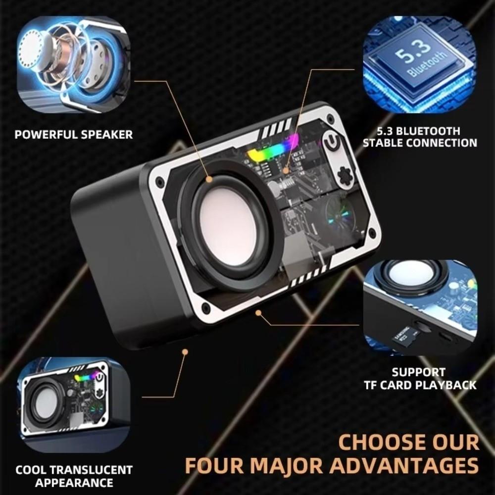 RGB Light Transparent Mecha Speaker Colorful LED Lighting Desktop Speaker Portable Entertainment