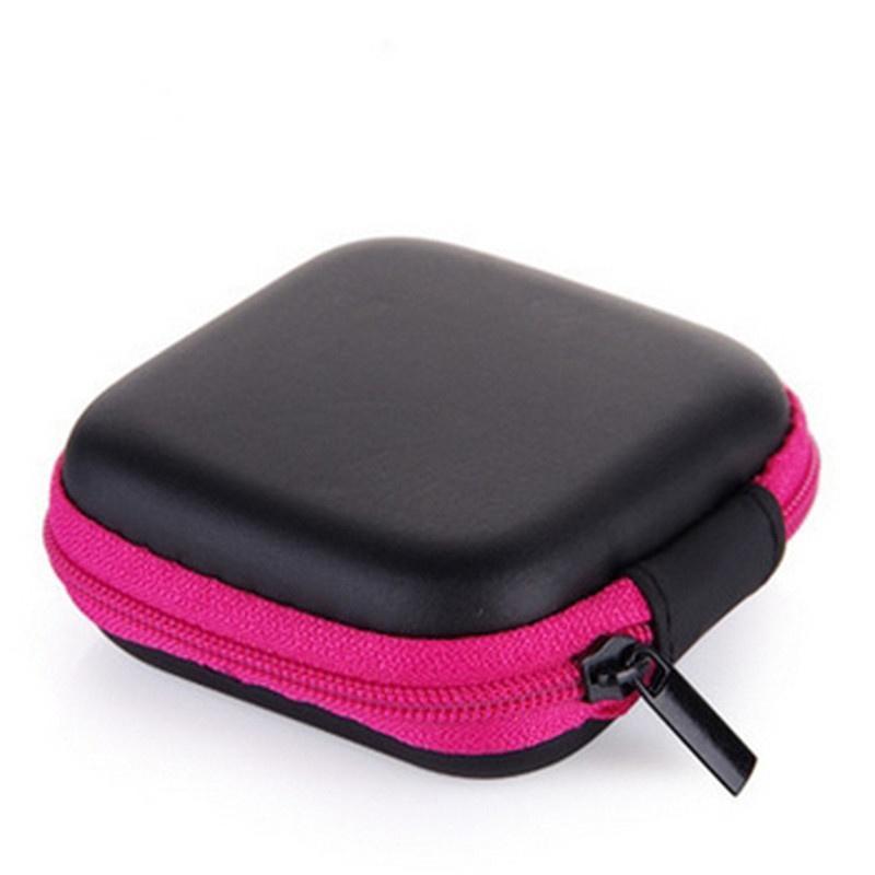 Mini Zipper Headphones Box In-ear Earphone Cases EVA Square Earbuds Headset Carry Pouch Bags
