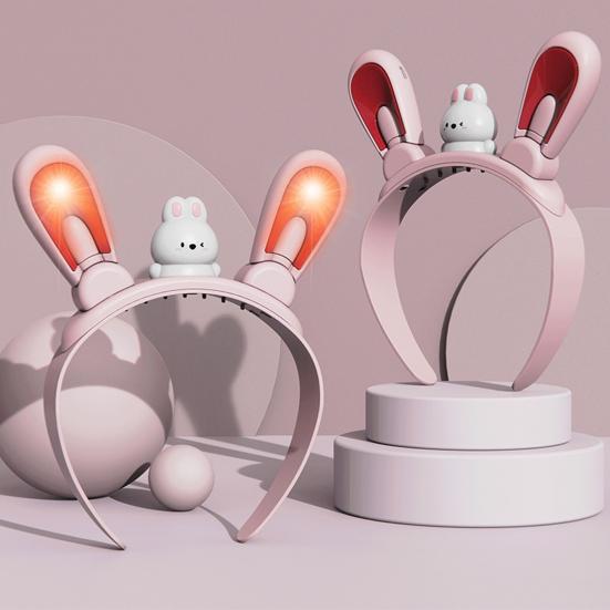 Bunny Ear Headband with Color-Changing Lights Rechargeable Movable Swinging Ears Hairband for Fun And Play Luminous Easy Operation Headdress