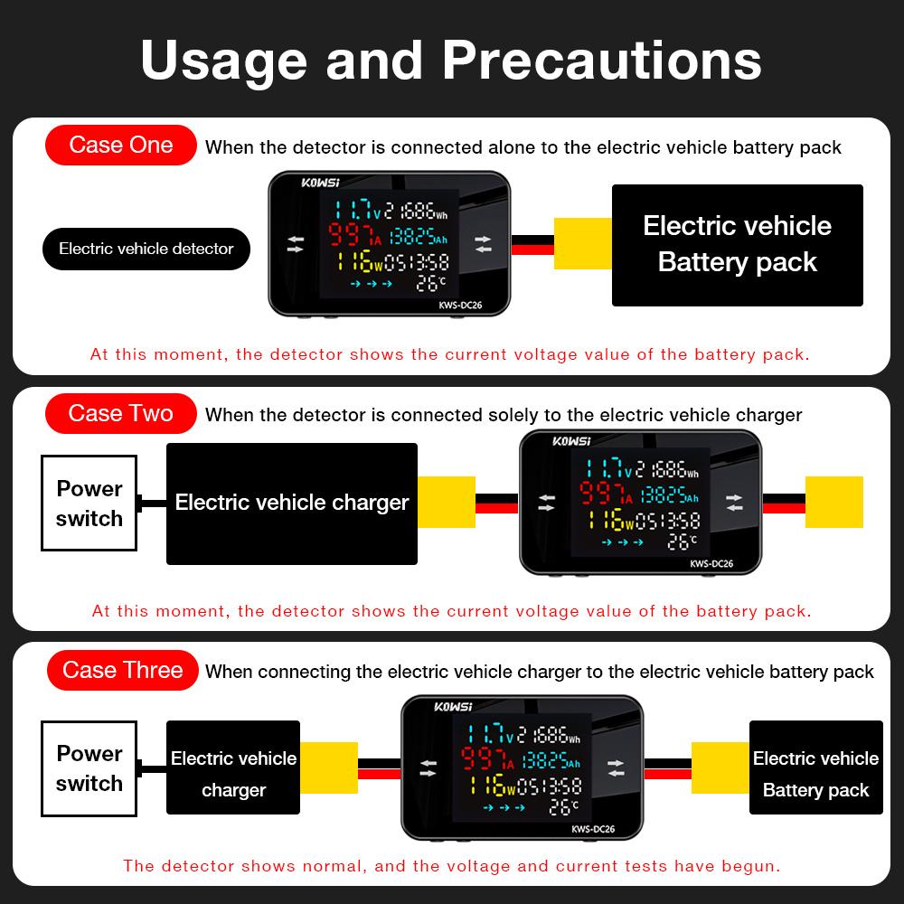 Electric Motorcycle Scooter Battery Charging Tester Charger Analyzer 0-80V Voltage Current Power Test XT60 XT90 Interface