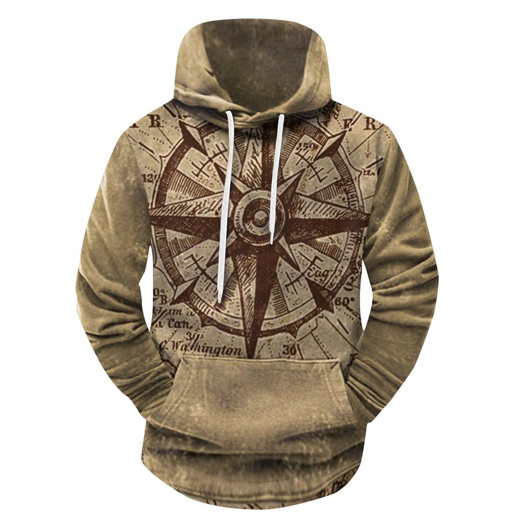 Модный свободный мужской и женский свитер с капюшоном с длинным рукавом и принтом
