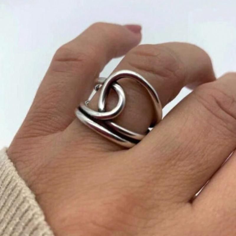 1 шт. Винтажное асимметричное многослойное кольцо на большой палец с перекрестным узлом, женская модная бижутерия, подходит для повседневной носки, вечеринки, подарка, повседневного стиля, пляжа, всех сезонов