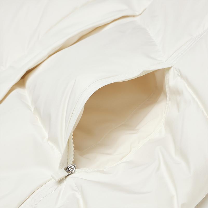 Fila Повседневная белая средней длины теплая однотонная куртка-пуховик с капюшоном и длинными рукавами женская верхняя одежда туманно-лотосово-белая F11W443903FIV