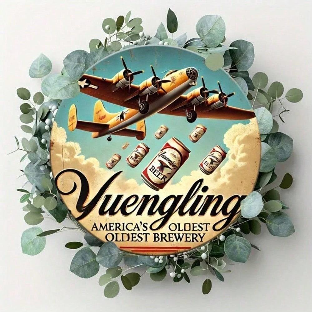 Пиво Yuengling 8x12 дюймов Круглая металлическая жестяная табличка Винтажная Ретро Настенное искусство Сельский Паб Декор для Мужской комнаты Гаража Домашнего бара