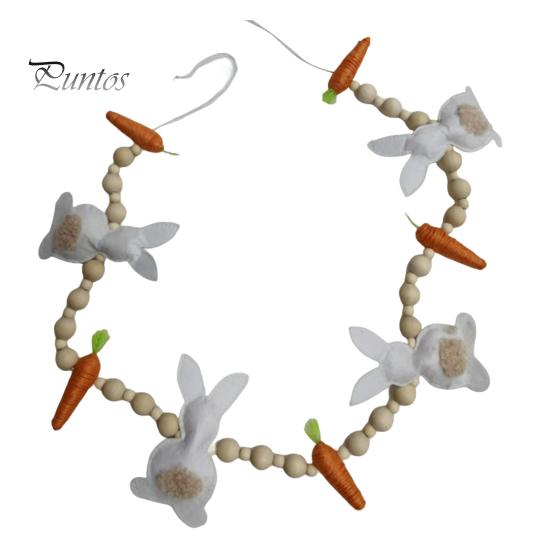 Гирлянда из пасхальных кроликов, фетровые кролики, морковки с деревянными бусинами, пасхальная гирлянда с баннером, весеннее украшение для дома, настенное украшение для каминного стола