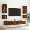 Wall Mounted TV Cabinet with RGB LED Lights Smoked Oak Finish 40.5 x 35 x 40 cm