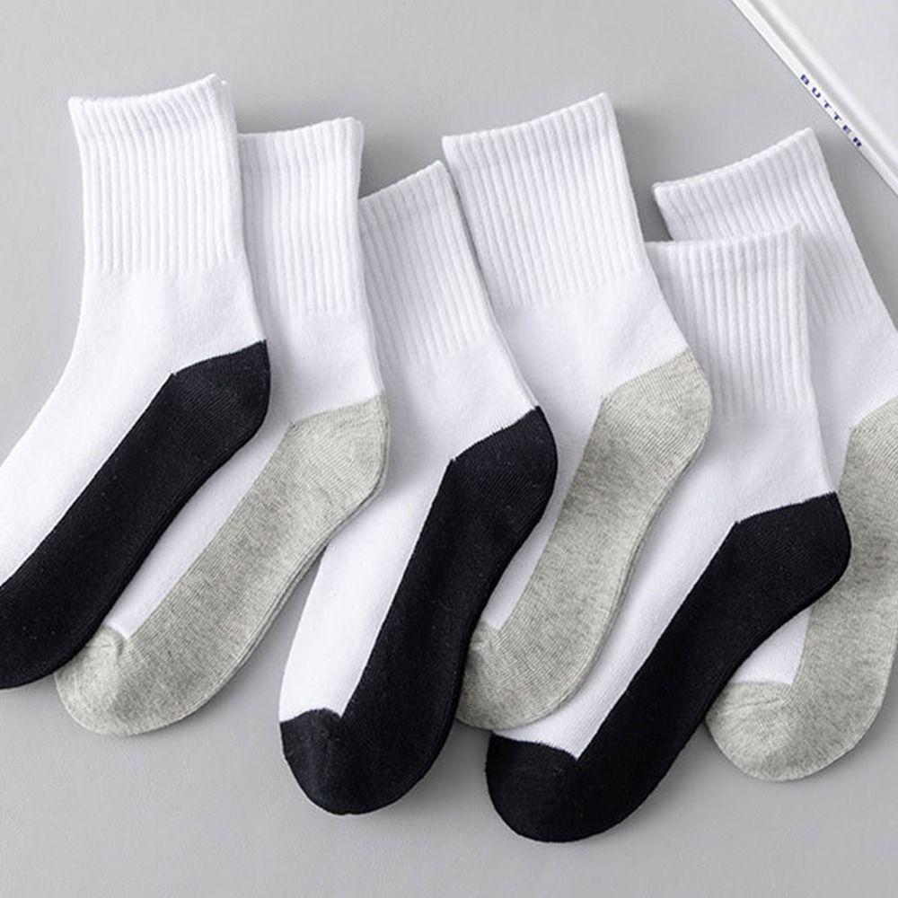 1 Pair Grey Black Sole Children White Socks Solid Color Baby Hosiery Comfortable Sport Socks Spring
