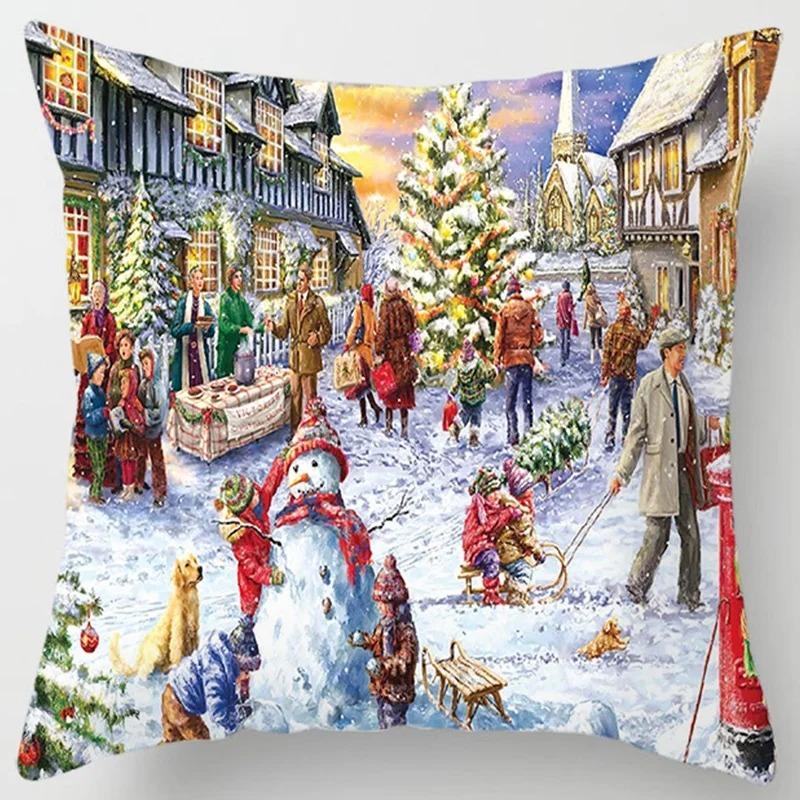 Наволочки с рождественской тематикой Аксессуары для автомобиля Офис Санта-Клаус Гостиная Диван Домашние наволочки