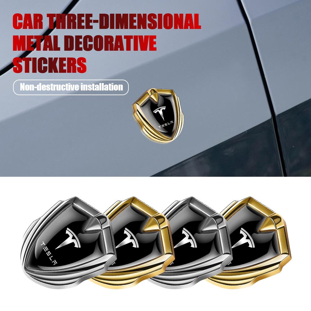 ALH1 1Pcs Car Fender Body Metal Umbrella Corporation Emblem Stickers Auto External Accessories For Tesla Model 3 Model S X Model Y