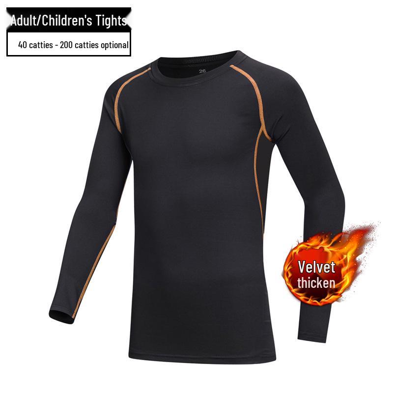 Плюшевые детские баскетбольные и футбольные быстросохнущие тренировочные костюмы для мальчиков - осенне-зимние спортивные тайтсы и базовые топы