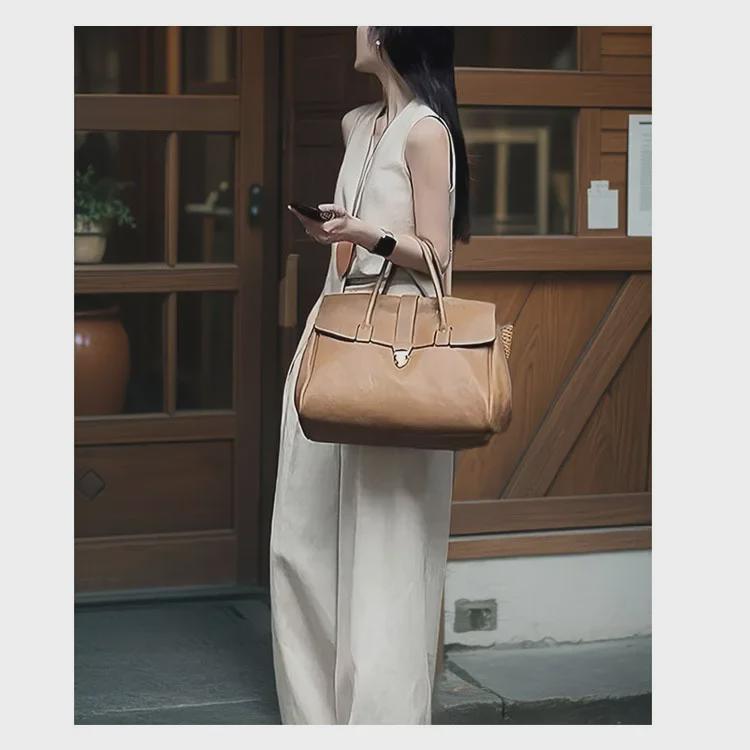 Qiuzhen 2024 Ретро дамский портфель и сумка-тоут большой вместимости