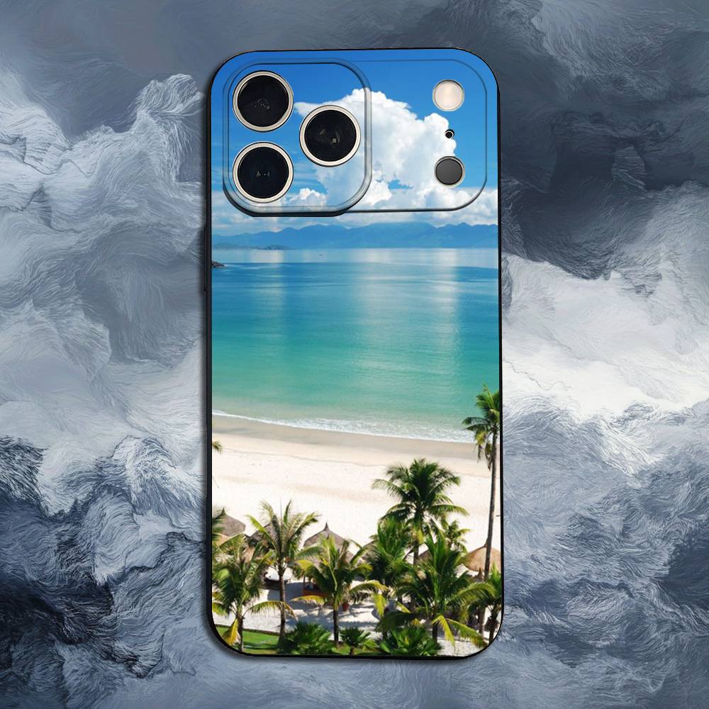 Морские Пальмы Пляж Для iPhone 13,16,11,14,17,12,15,Plus,Pro Max,XS,X,XR,SE,Mini,8,7,Чехол Для Телефона Мягкий Силикон Черный