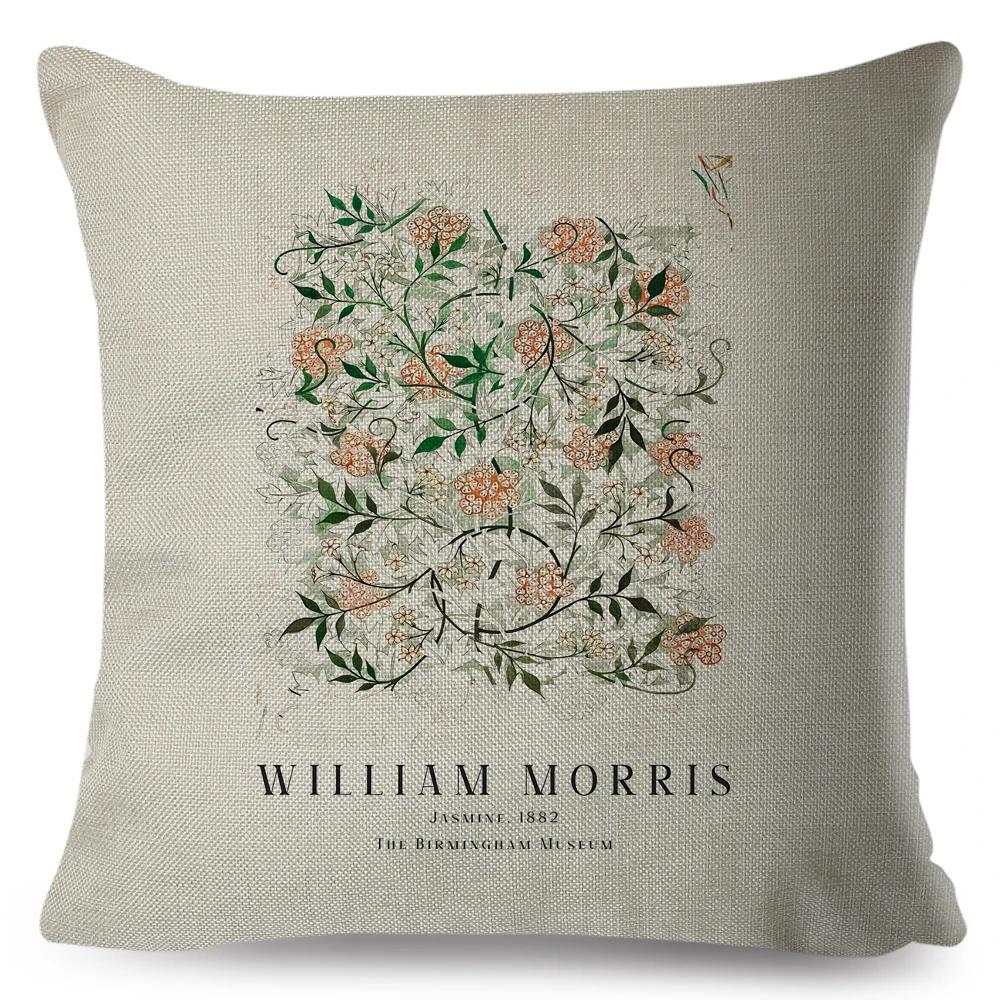 Nordic Style Cushion Cover William Morris Flower Pillowcase Linen Both Sided Decor Violets Botanical Throw Pillow Case for Sofa
